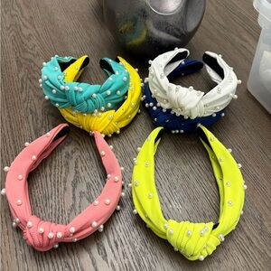 Colorful Faux Pearl-Embellished Adult Headbands(6)
